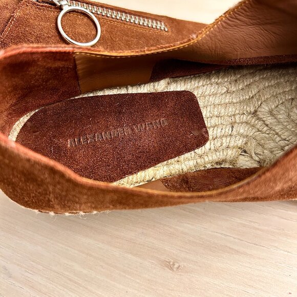 Alexander Wang Rich Brown Suede Devon Espadrille Platform Sneakers Zip Front 8 - Picture 8 of 16